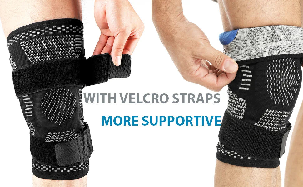 1PCS Compression Knee Sleeve Silicone Protection Support for Knee Pain Sport Pads Running Gym  Knee Relief Bandage Pads
