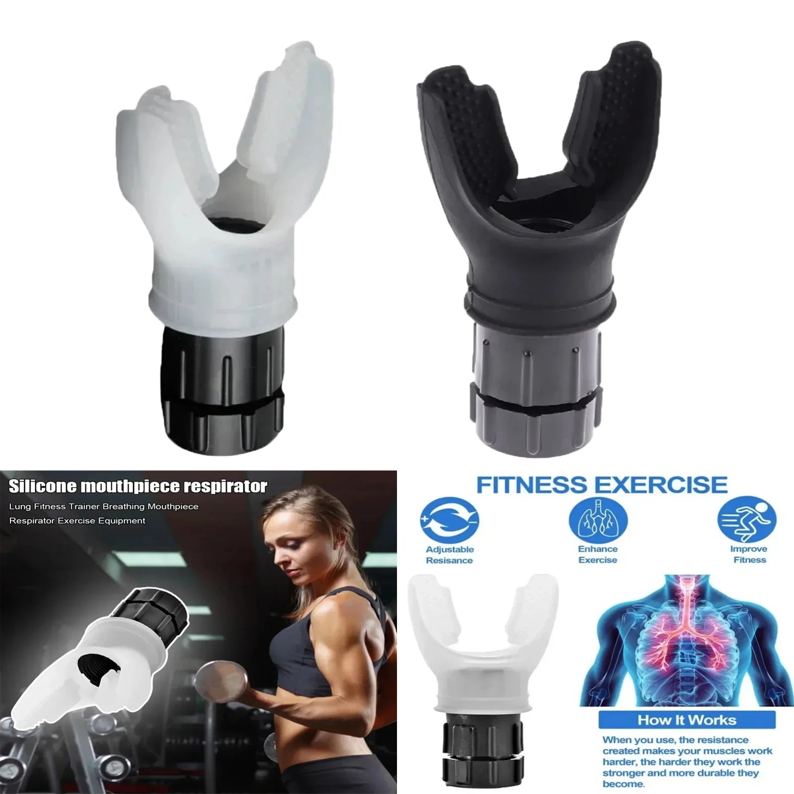 Silicone Breathing Trainer Lung Respirator Fitness Equipment Respiratory Silicone High Altitude Training Endurance Workout Parts