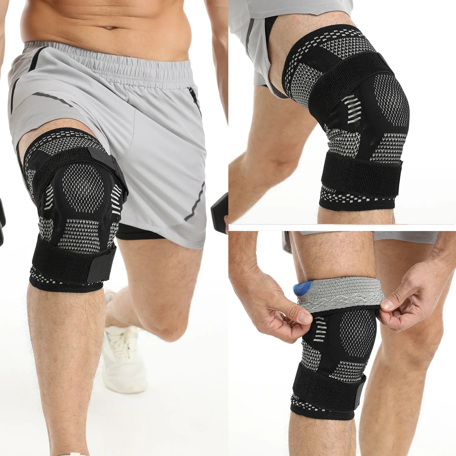 1PCS Compression Knee Sleeve Silicone Protection Support for Knee Pain Sport Pads Running Gym  Knee Relief Bandage Pads
