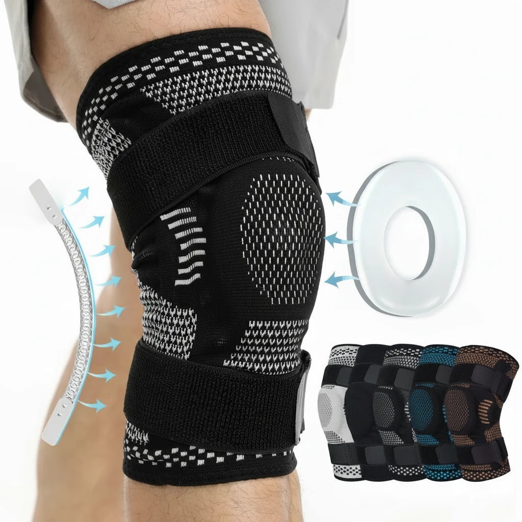 1PCS Compression Knee Sleeve Silicone Protection Support for Knee Pain Sport Pads Running Gym  Knee Relief Bandage Pads