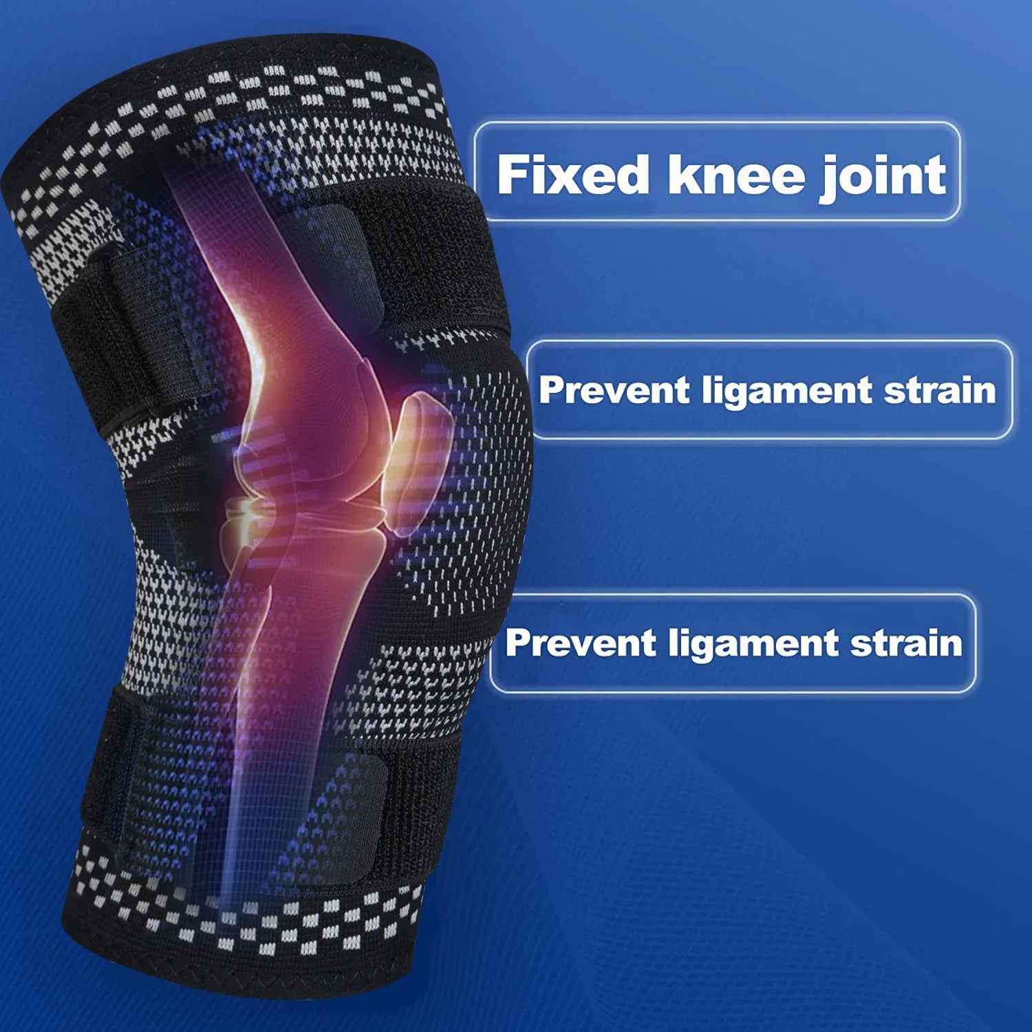 1PCS Compression Knee Sleeve Silicone Protection Support for Knee Pain Sport Pads Running Gym  Knee Relief Bandage Pads